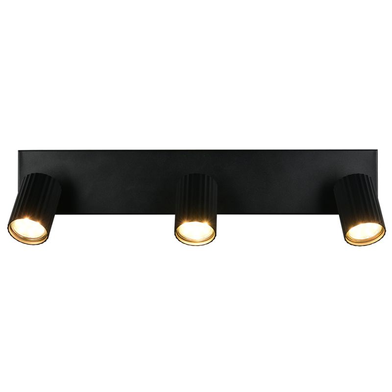 Trio-867700332 - Soka - Matt Black Ribbed 3 Spotlights