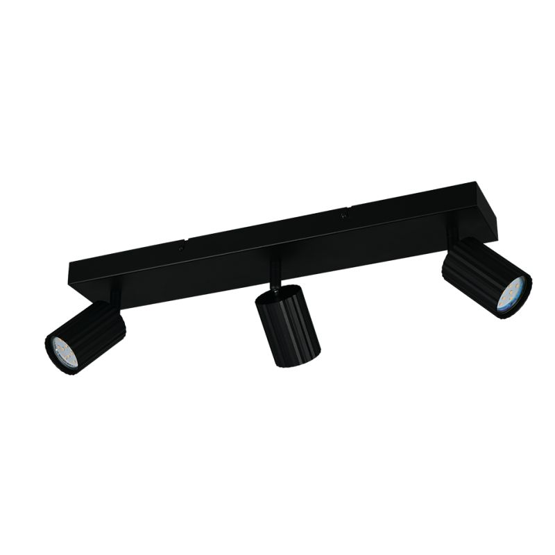 Trio-867700332 - Soka - Matt Black Ribbed 3 Spotlights