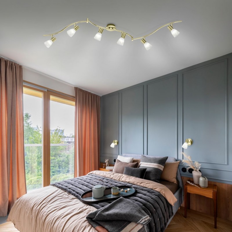 - Levisto - Matt Brass Spotlight with Alabaster Glass Trio-871010108 - Levisto - Matt Brass Spotlight with Alabaster Glass
