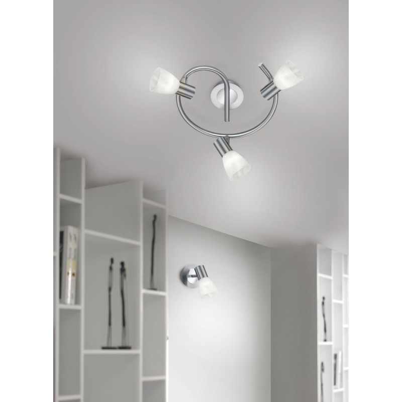 - Levisto - Matt Nickel 3 Spotlights with Alabaster Glass Trio-871090307 - Levisto - Matt Nickel 3 Spotlights with Alabaster Glass