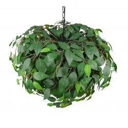Leavy - Matt Black 4 Light Pendant with Green Leaves Leavy - Matt Black 4 Light Pendant with Green Leaves