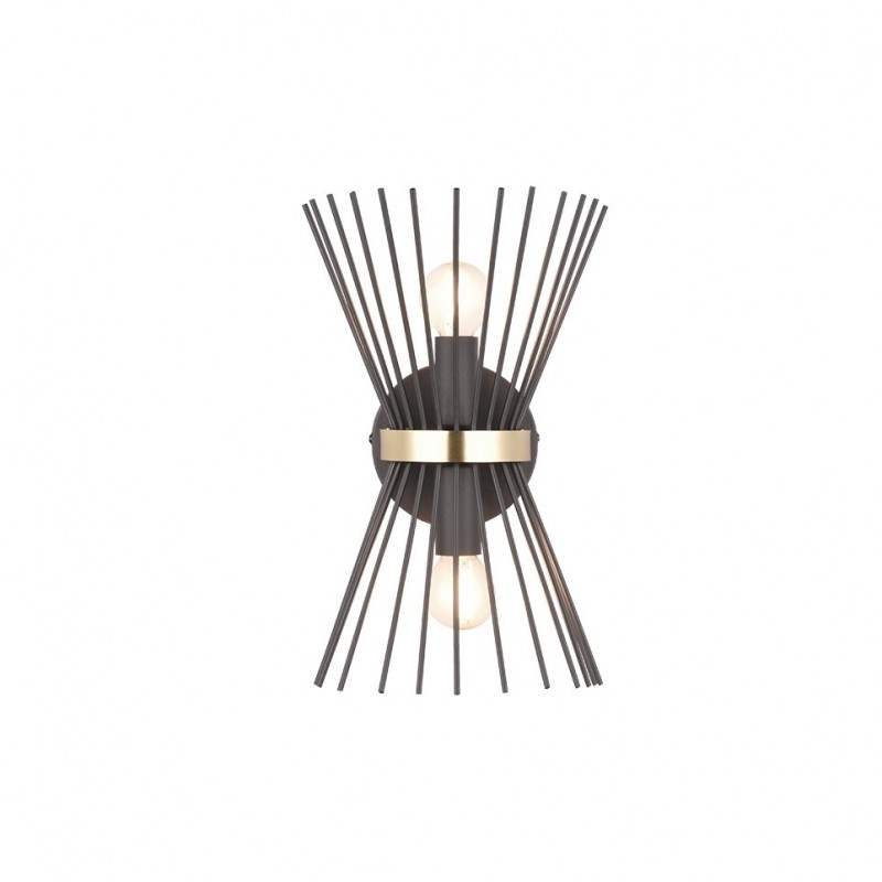 - Rod - Black & Gold 2 Light Wall Lamp Trio-R21532080 - Rod - Black & Gold 2 Light Wall Lamp