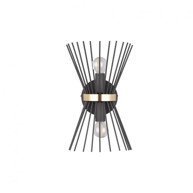 - Rod - Black & Gold 2 Light Wall Lamp Trio-R21532080 - Rod - Black & Gold 2 Light Wall Lamp