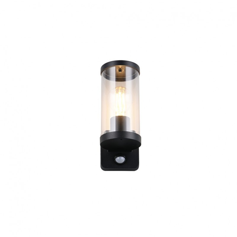 - Bonito - Matt Black PIR Wall Lamp with Clear Diffuser Trio-R21599132 - Bonito - Matt Black PIR Wall Lamp with Clear Diffuser