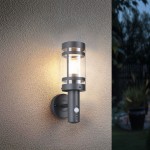 Paloma - Anthracite PIR Wall Lamp with Clear Diffuser
