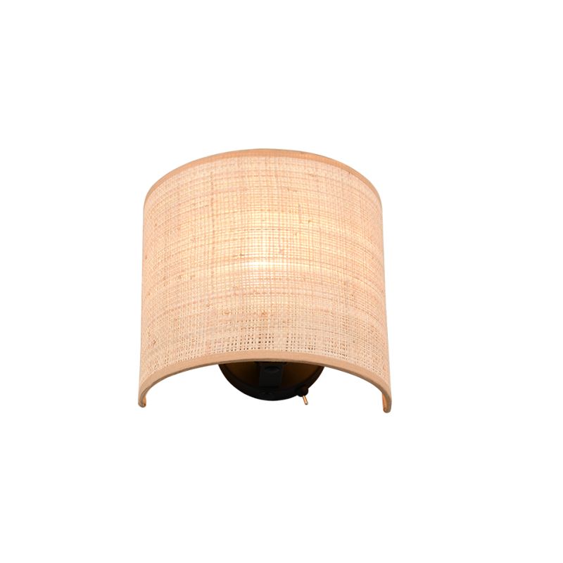 - Aimee - Matt Black Wall Lamp with Natural Bast Trio-R21851736 - Aimee - Matt Black Wall Lamp with Natural Bast