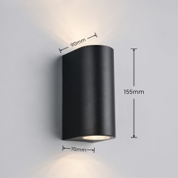 Soria - Matt Black Up & Down Wall Lamp IP44