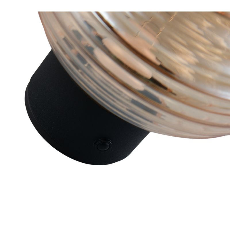 Trio-R27771113 - Earl - Rechargeable Matt Black LED Wall Lamp with Amber Glass