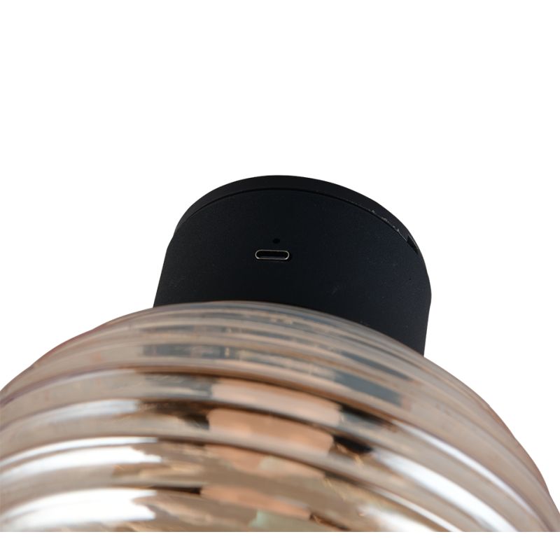 Trio-R27771113 - Earl - Rechargeable Matt Black LED Wall Lamp with Amber Glass