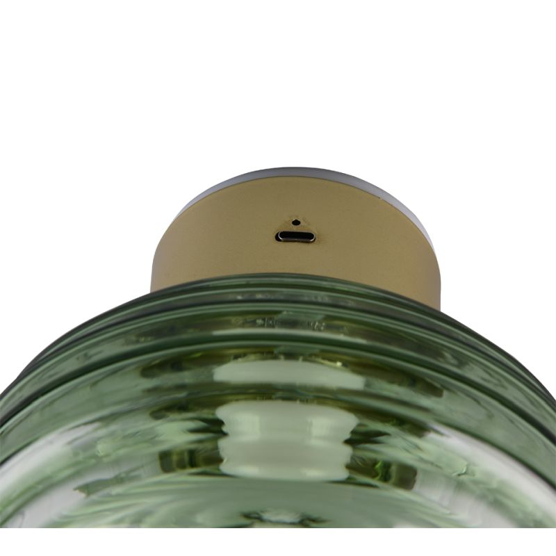 Trio-R27771115 - Earl - Rechargeable Matt Brass LED Wall Lamp with Green Glass