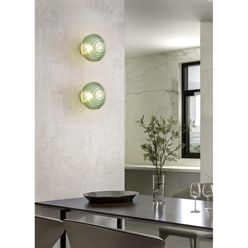 Trio-R27771115 - Earl - Rechargeable Matt Brass LED Wall Lamp with Green Glass