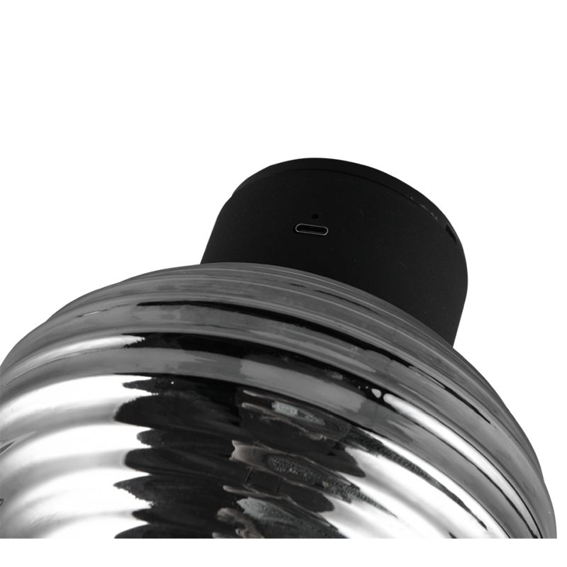 Trio-R27771154 - Earl - Rechargeable Matt Black LED Wall Lamp with Smoked Glass