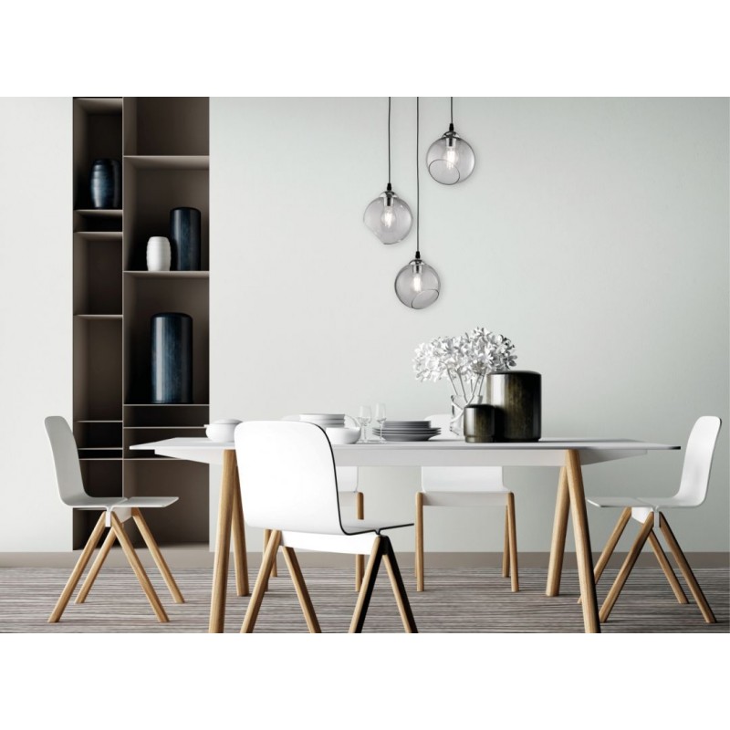 - Clooney - Chrome 3 Light Cluster Pendant with Smoked Glass Trio-R30073054 - Clooney - Chrome 3 Light Cluster Pendant with Smoked Glass