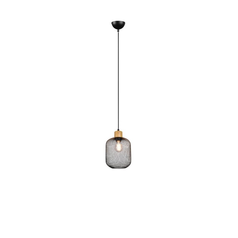 Trio-R30561032 - Calimero - Black Pendant with Natural Wood
