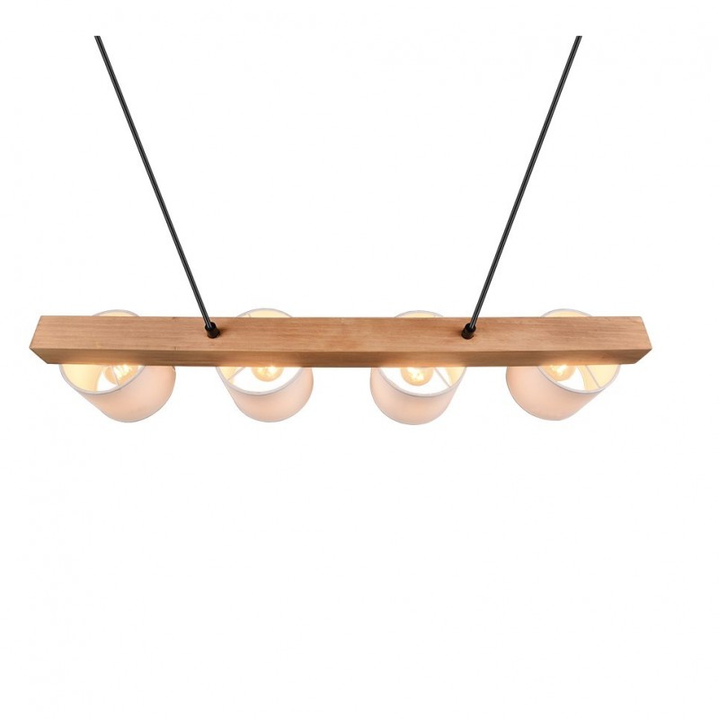 - Cameron - Matt Black & Wooden over Island Fitting with White Shade Trio-R30654001 - Cameron - Matt Black & Wooden over Island Fitting with White Shade