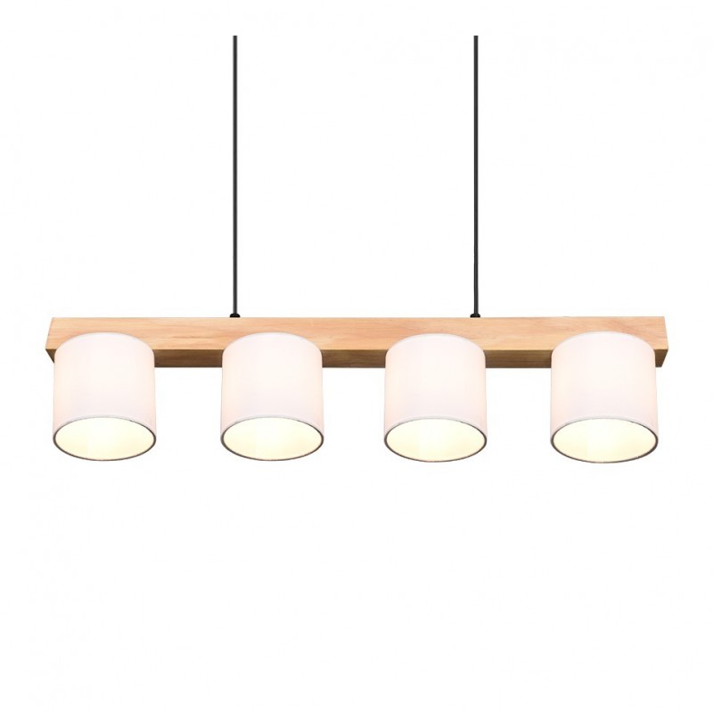 - Cameron - Matt Black & Wooden over Island Fitting with White Shade Trio-R30654001 - Cameron - Matt Black & Wooden over Island Fitting with White Shade