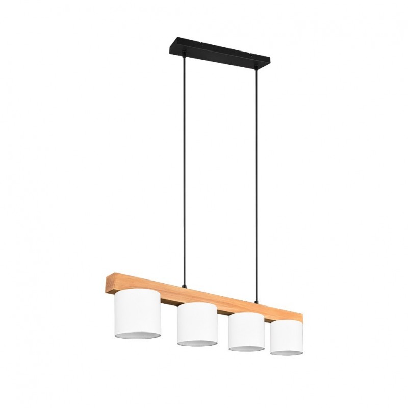 - Cameron - Matt Black & Wooden over Island Fitting with White Shade Trio-R30654001 - Cameron - Matt Black & Wooden over Island Fitting with White Shade