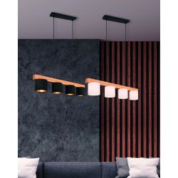 Cameron - Matt Black & Wooden over Island Fitting with White Shade Cameron - Matt Black & Wooden over Island Fitting with White Shade