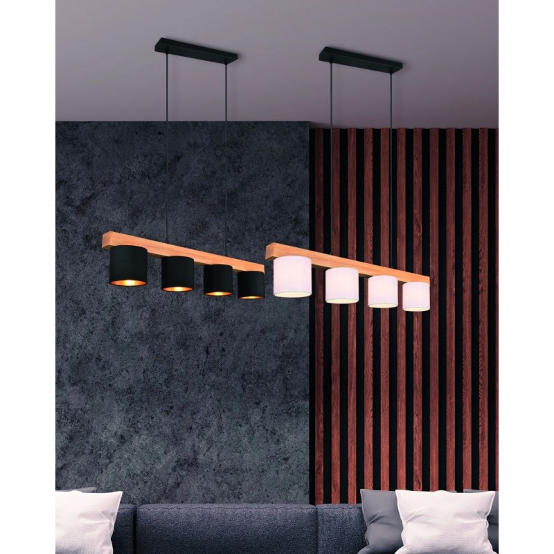 - Cameron - Matt Black & Wooden over Island Fitting with White Shade Trio-R30654001 - Cameron - Matt Black & Wooden over Island Fitting with White Shade