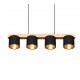 - Cameron - Matt Black & Wooden over Island Fitting with Black & Gold Shade Trio-R30654002 - Cameron - Matt Black & Wooden over Island Fitting with Black & Gold Shade