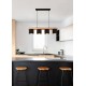 - Cameron - Matt Black & Wooden over Island Fitting with Black & Gold Shade Trio-R30654002 - Cameron - Matt Black & Wooden over Island Fitting with Black & Gold Shade