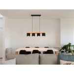 Cameron - Matt Black & Wooden over Island Fitting with Black & Gold Shade Cameron - Matt Black & Wooden over Island Fitting with Black & Gold Shade
