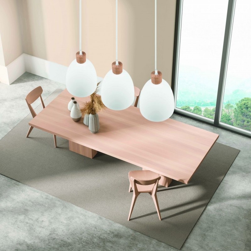 - Jagger - Matt White & Wooden Pendant Ø 25 cm Trio-R30681031 - Jagger - Matt White & Wooden Pendant Ø 25 cm