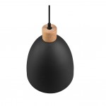 Jagger - Matt Black & Wooden Pendant Ø 25 cm