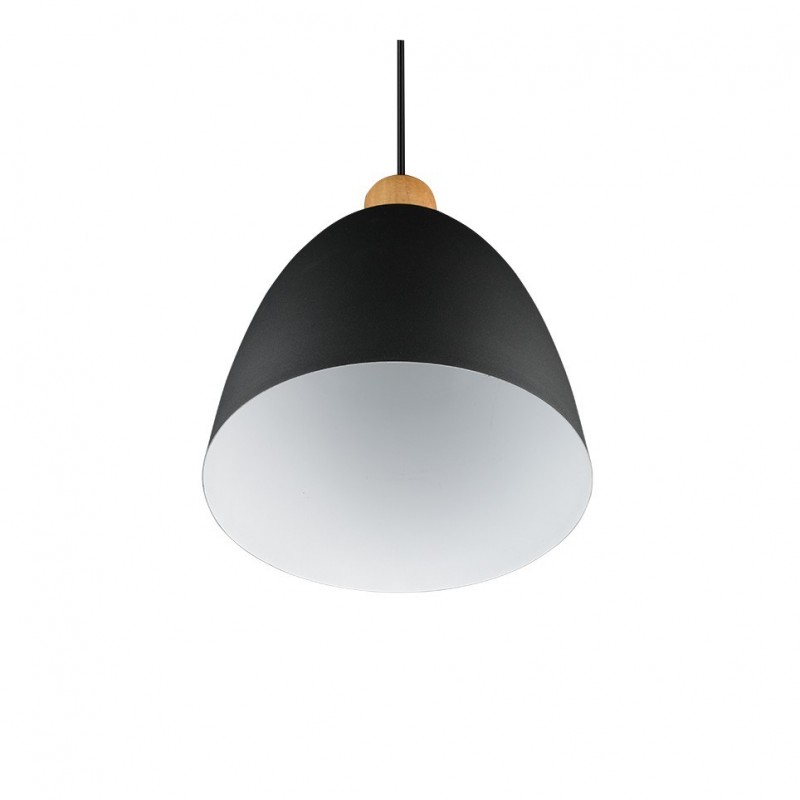 - Jagger - Matt Black & Wooden Pendant Ø 25 cm Trio-R30681032 - Jagger - Matt Black & Wooden Pendant Ø 25 cm