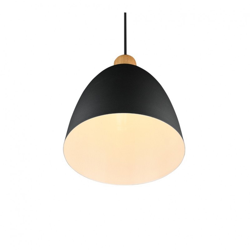 - Jagger - Matt Black & Wooden Pendant Ø 25 cm Trio-R30681032 - Jagger - Matt Black & Wooden Pendant Ø 25 cm