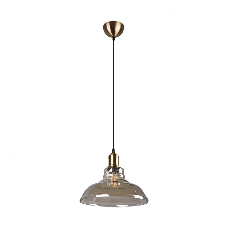 Trio-R30731004 - Aldo - Antique Brass Pendant with Amber Glass