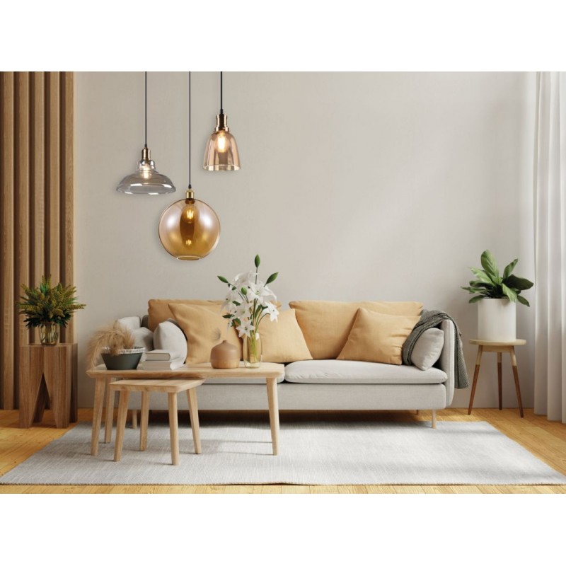 Trio-R30731004 - Aldo - Antique Brass Pendant with Amber Glass