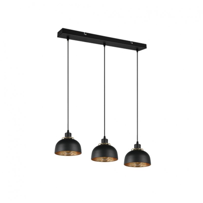 - Punch - Black & Gold 3 Light over Island Fitting Trio-R30813032 - Punch - Black & Gold 3 Light over Island Fitting