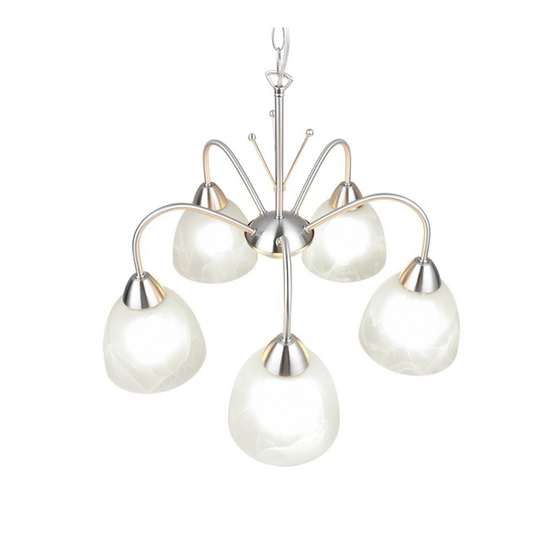 - Dobby - Matt Nickel 5 Light Centre Fitting with Alabaster Glass Trio-R31055007 - Dobby - Matt Nickel 5 Light Centre Fitting with Alabaster Glass