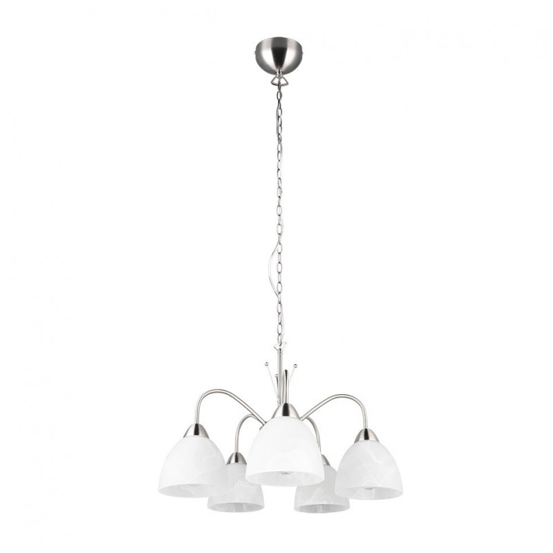 - Dobby - Matt Nickel 5 Light Centre Fitting with Alabaster Glass Trio-R31055007 - Dobby - Matt Nickel 5 Light Centre Fitting with Alabaster Glass
