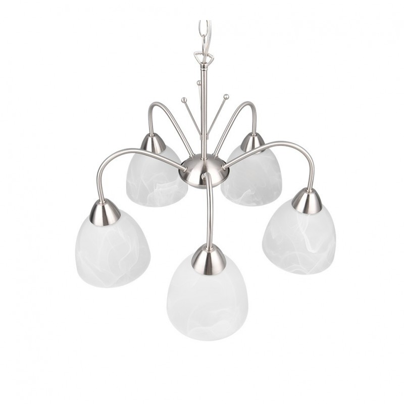 - Dobby - Matt Nickel 5 Light Centre Fitting with Alabaster Glass Trio-R31055007 - Dobby - Matt Nickel 5 Light Centre Fitting with Alabaster Glass
