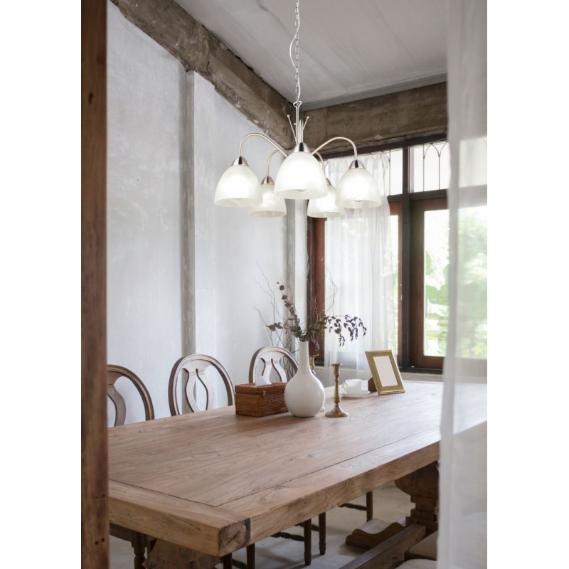- Dobby - Matt Nickel 5 Light Centre Fitting with Alabaster Glass Trio-R31055007 - Dobby - Matt Nickel 5 Light Centre Fitting with Alabaster Glass