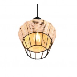 Borka - Black Pendant with Rattan Shade ∅ 17.5 cm Borka - Black Pendant with Rattan Shade ∅ 17.5 cm
