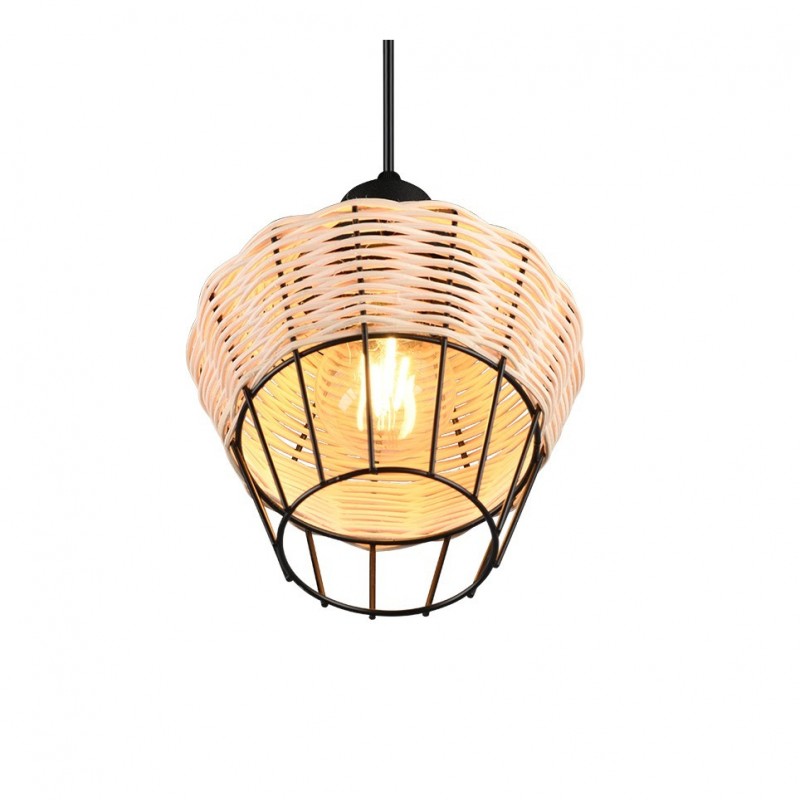 Trio-R31261036 - Borka - Black Pendant with Rattan Shade ∅ 17.5 cm