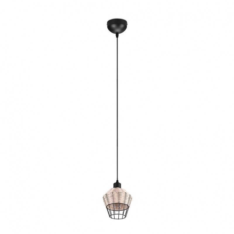 Trio-R31261036 - Borka - Black Pendant with Rattan Shade ∅ 17.5 cm