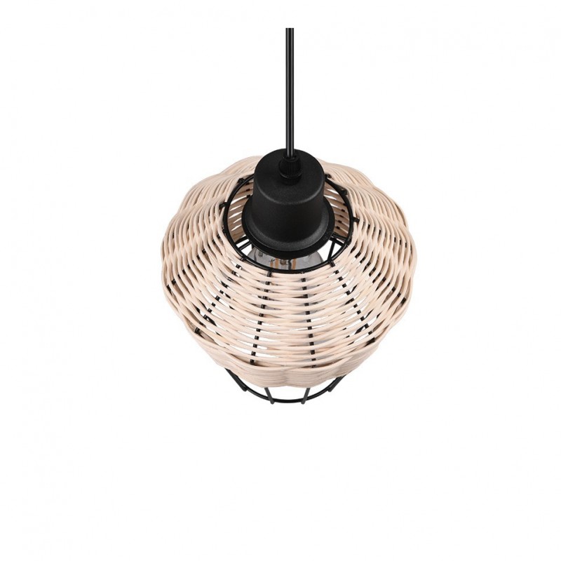 Trio-R31261036 - Borka - Black Pendant with Rattan Shade ∅ 17.5 cm