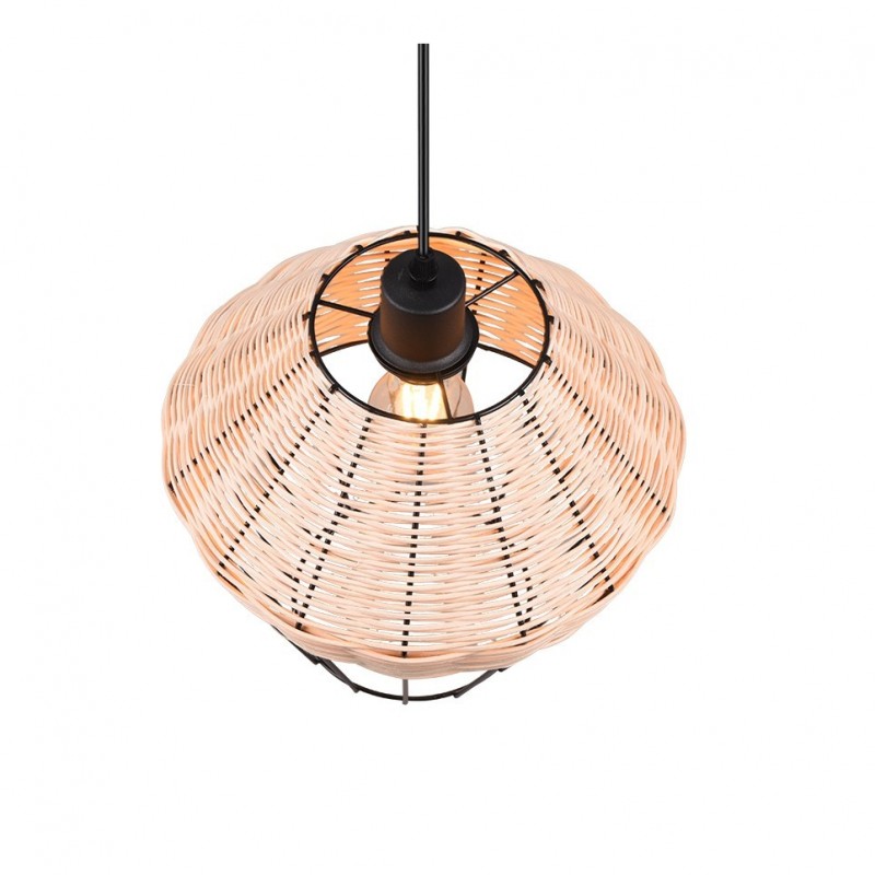 - Borka - Black Pendant with Rattan Shade ∅ 30 cm Trio-R31261936 - Borka - Black Pendant with Rattan Shade ∅ 30 cm