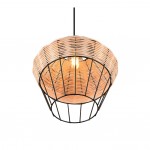 Borka - Black Pendant with Rattan Shade ∅ 30 cm Borka - Black Pendant with Rattan Shade ∅ 30 cm