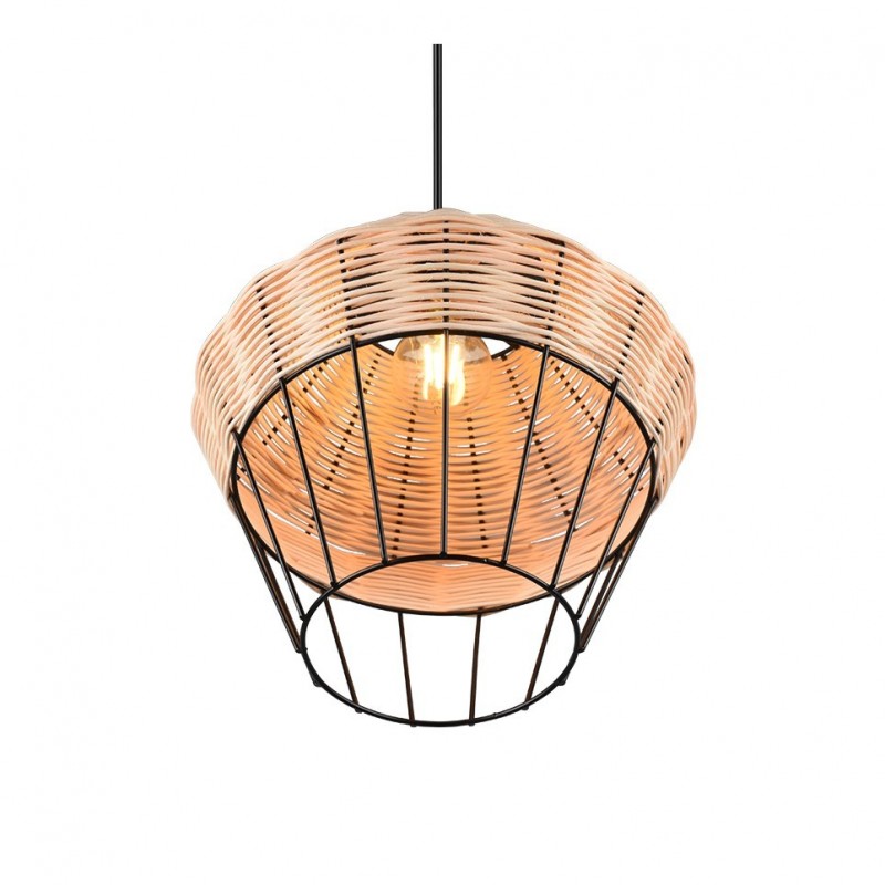 - Borka - Black Pendant with Rattan Shade ∅ 30 cm Trio-R31261936 - Borka - Black Pendant with Rattan Shade ∅ 30 cm