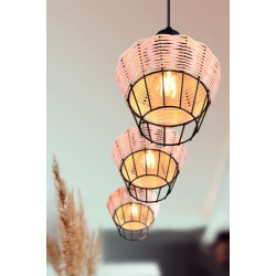 Borka - Black 3 Light Cluster Pendant with Rattan Shade Borka - Black 3 Light Cluster Pendant with Rattan Shade