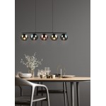 Sheldon - Black 5 light over Island Fitting with Multicolour Glasses Sheldon - Black 5 light over Island Fitting with Multicolour Glasses