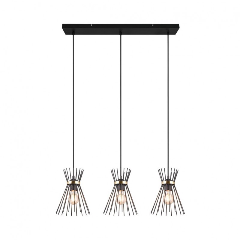 - Rod - Black & Gold 3 Light over Island Fitting Trio-R31533080 - Rod - Black & Gold 3 Light over Island Fitting