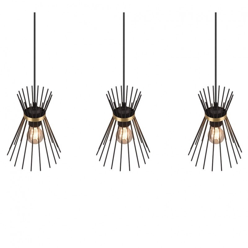 - Rod - Black & Gold 3 Light over Island Fitting Trio-R31533080 - Rod - Black & Gold 3 Light over Island Fitting
