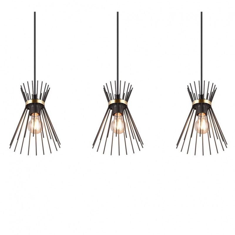 - Rod - Black & Gold 3 Light over Island Fitting Trio-R31533080 - Rod - Black & Gold 3 Light over Island Fitting