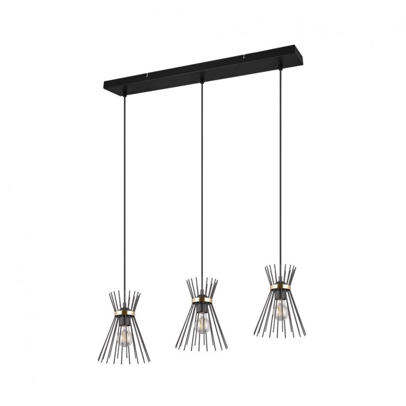- Rod - Black & Gold 3 Light over Island Fitting Trio-R31533080 - Rod - Black & Gold 3 Light over Island Fitting